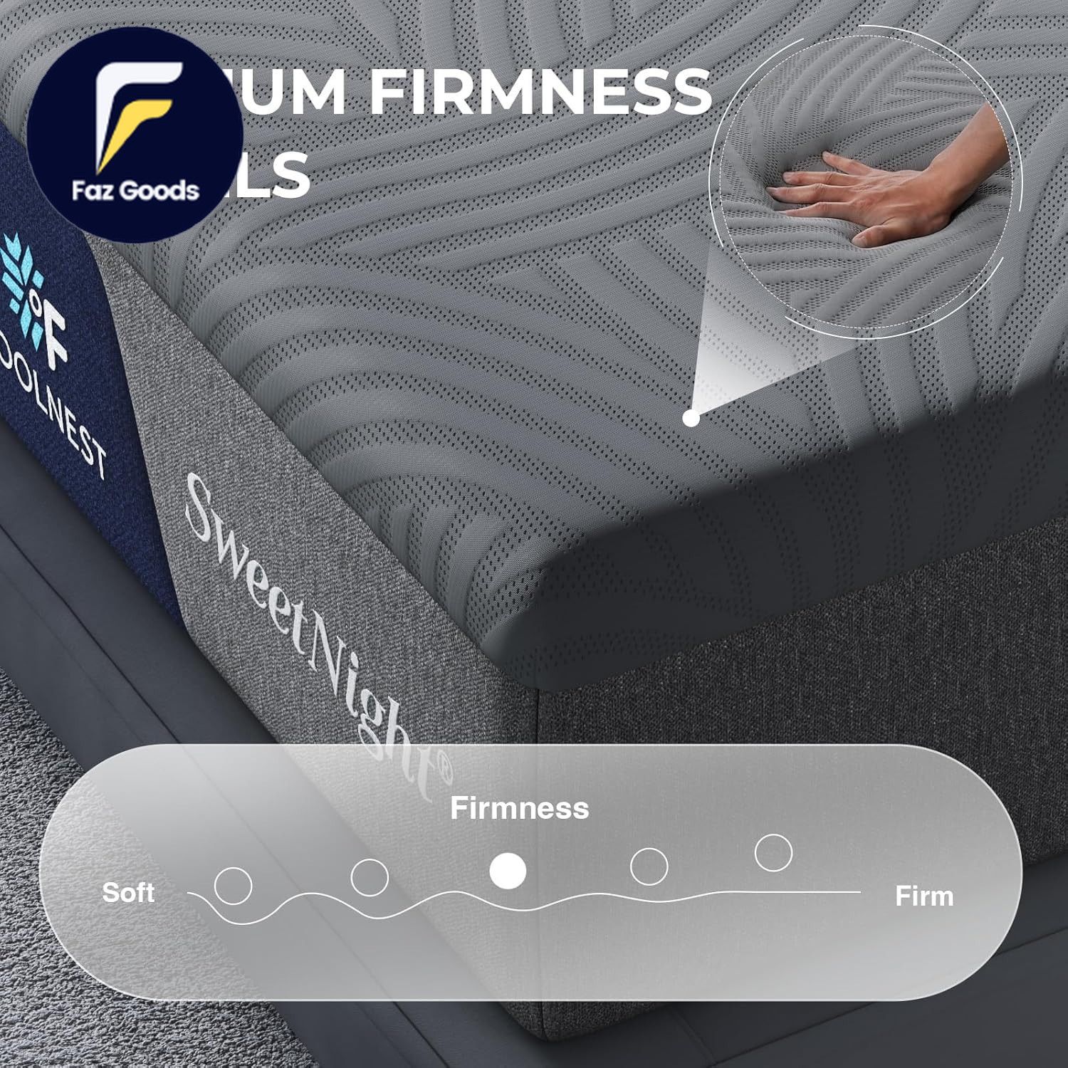Coolnest 14 Inch King Size Mattress, Cooling King Memory Foam Mattress for Cool