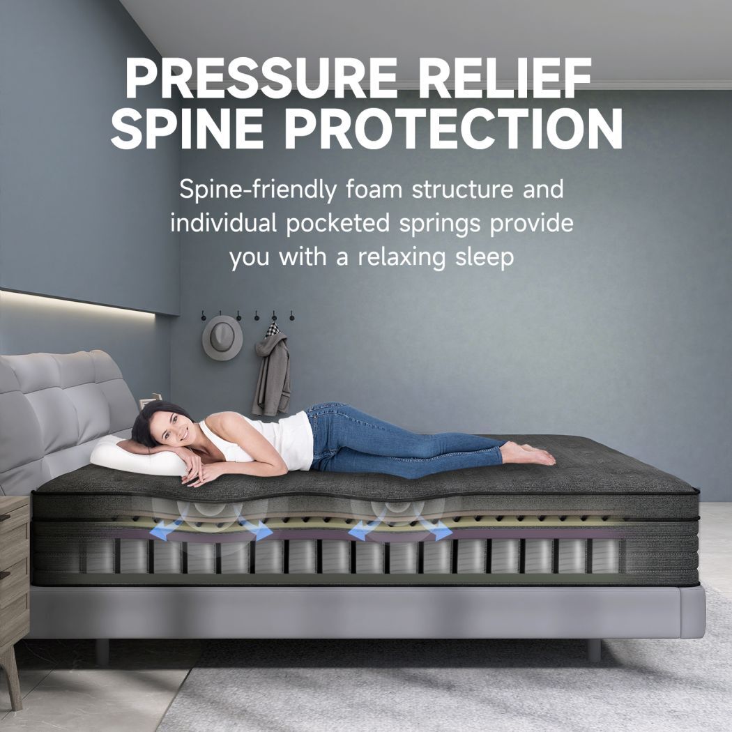 12/14 Inch Mattress in A Box Pocket Spring Memory Foam Twin Full Queen King Size