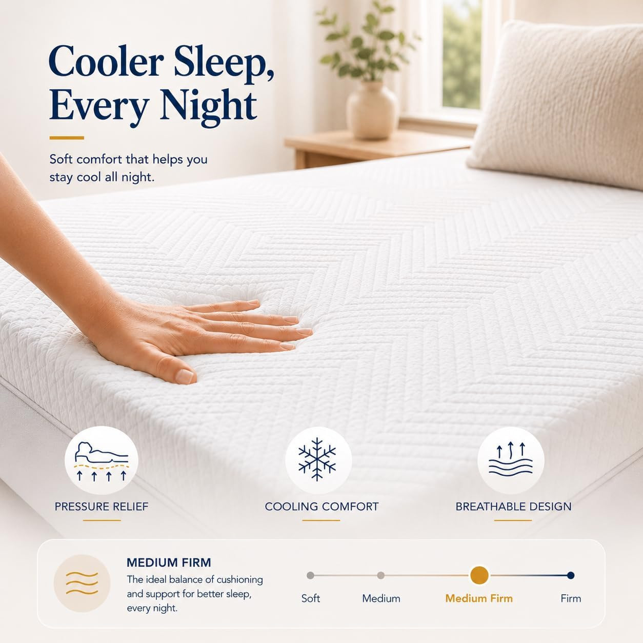 8″ Memory Foam Mattress with Cooling Gel – Medium Firm, CertiPUR-US Certified