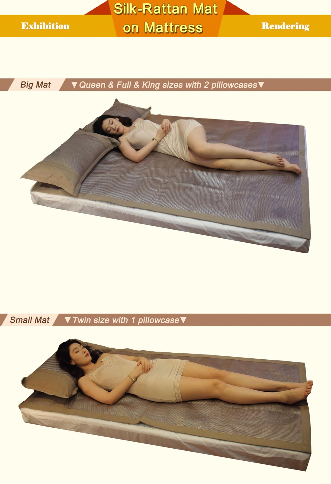 Square Cooling Bedding Mat,Ice Silk Rattan Matting,Foldable Jacquard Mixed Ic…