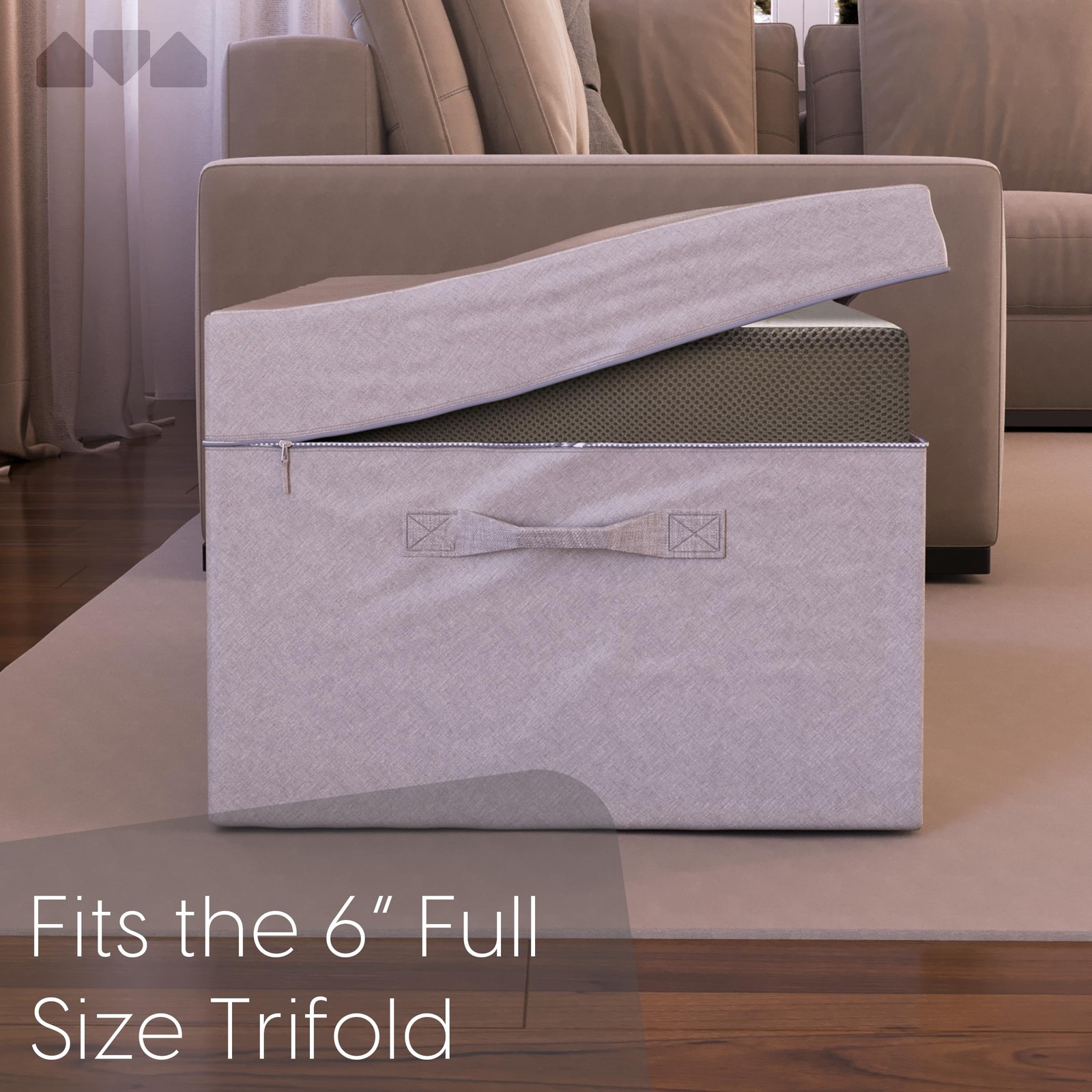 Milliard Carry Case for Tri-Fold Mattress, Fits up to 6 Full, Grey 6 Inch