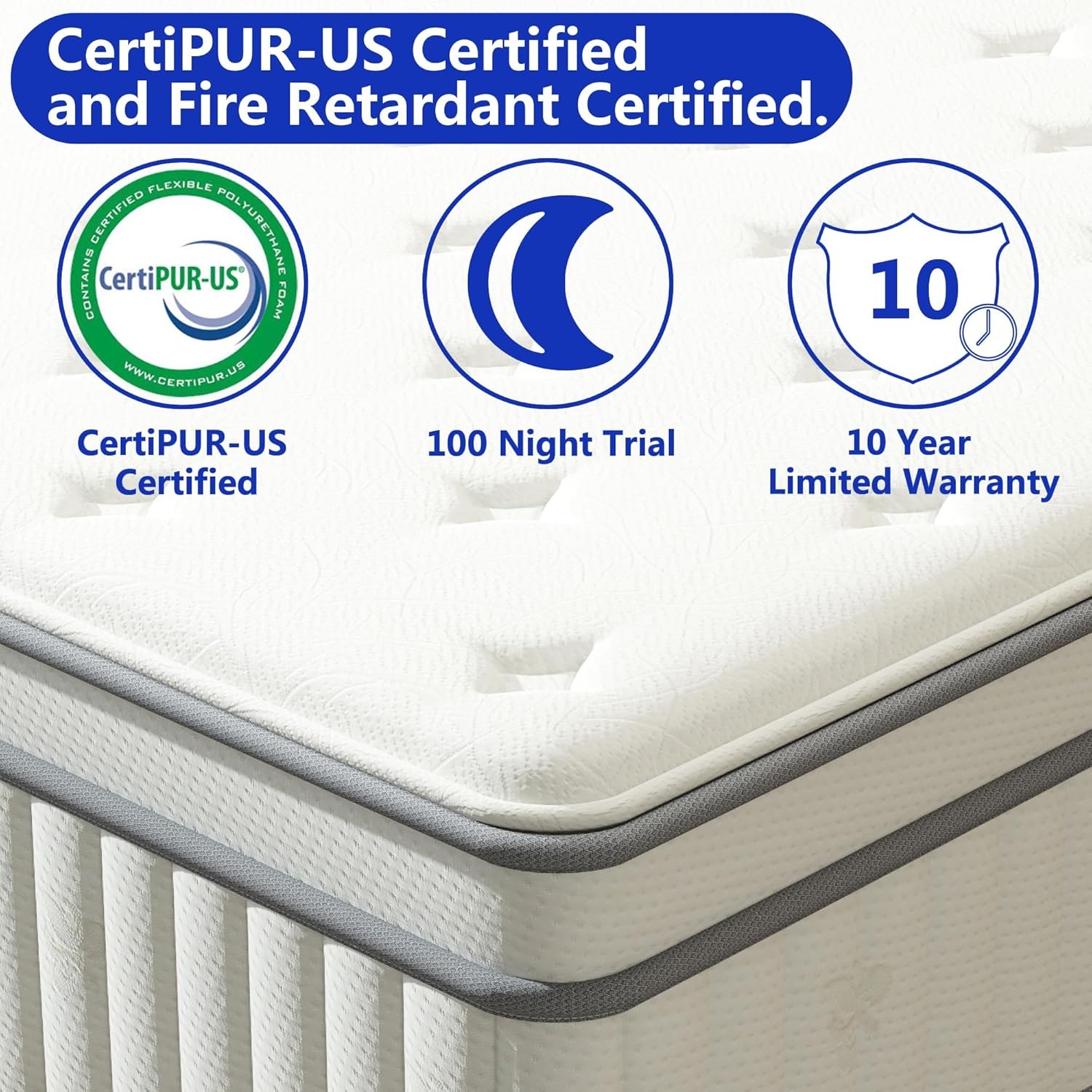 14″ King Size Hybrid Mattress – Gel Foam & Pocket Springs, Medium Firm Comfort