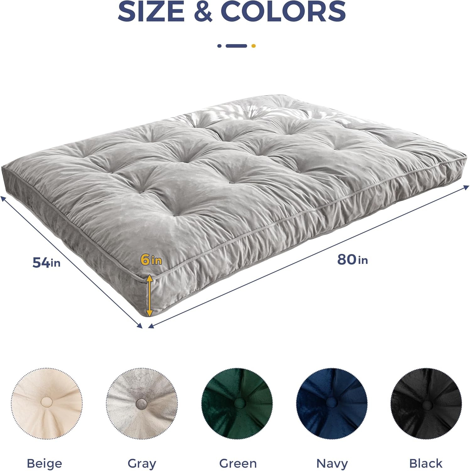 6″ Futon Mattress Full Size, Velvet Thick Futons Sofa Couch Bed, Versatile Fl…