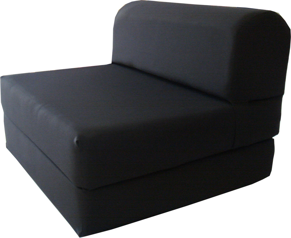 Black 6 x 36 x 70 Twin Sleeper Chair Folding Foam Bed, Foam Density 1.8 lbs