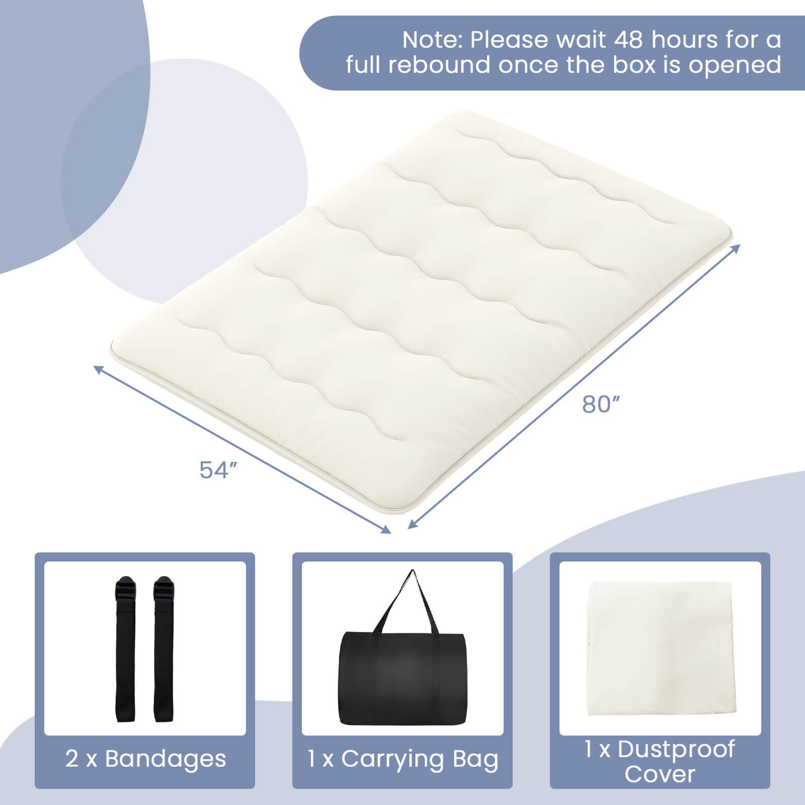 Full Futon Mattress Japanese Sleeping Pad Lounge Bed w/ Washable Cover Beige