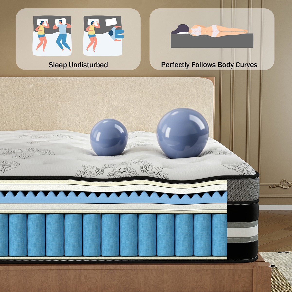 12″/14″ Twin Full Queen King Mattress Gel Memory Foam Pocket Spring in a Box