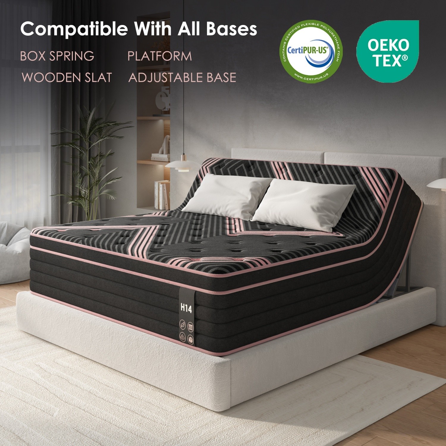 Twin/Queen/King Size 12in Hybrid Mattress Memory Foam Pocket Springs CertiPUR-US