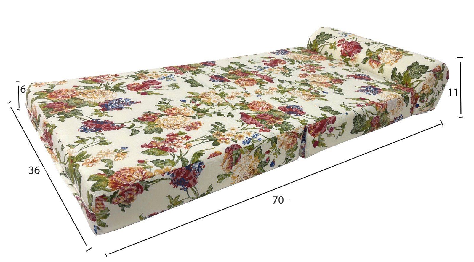 Big Roses 6 x 36 x 70 Sleeper Chair Folding Foam Beds, Studio Guest Sofa Bed