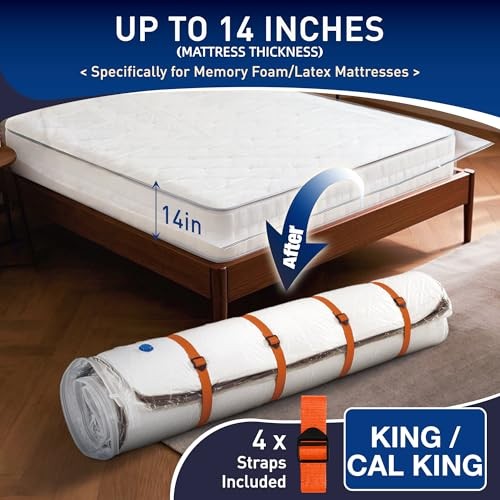 Mattress Vacuum Storage Bag for Memory Foam, Latex and Hybrid King, Cal King