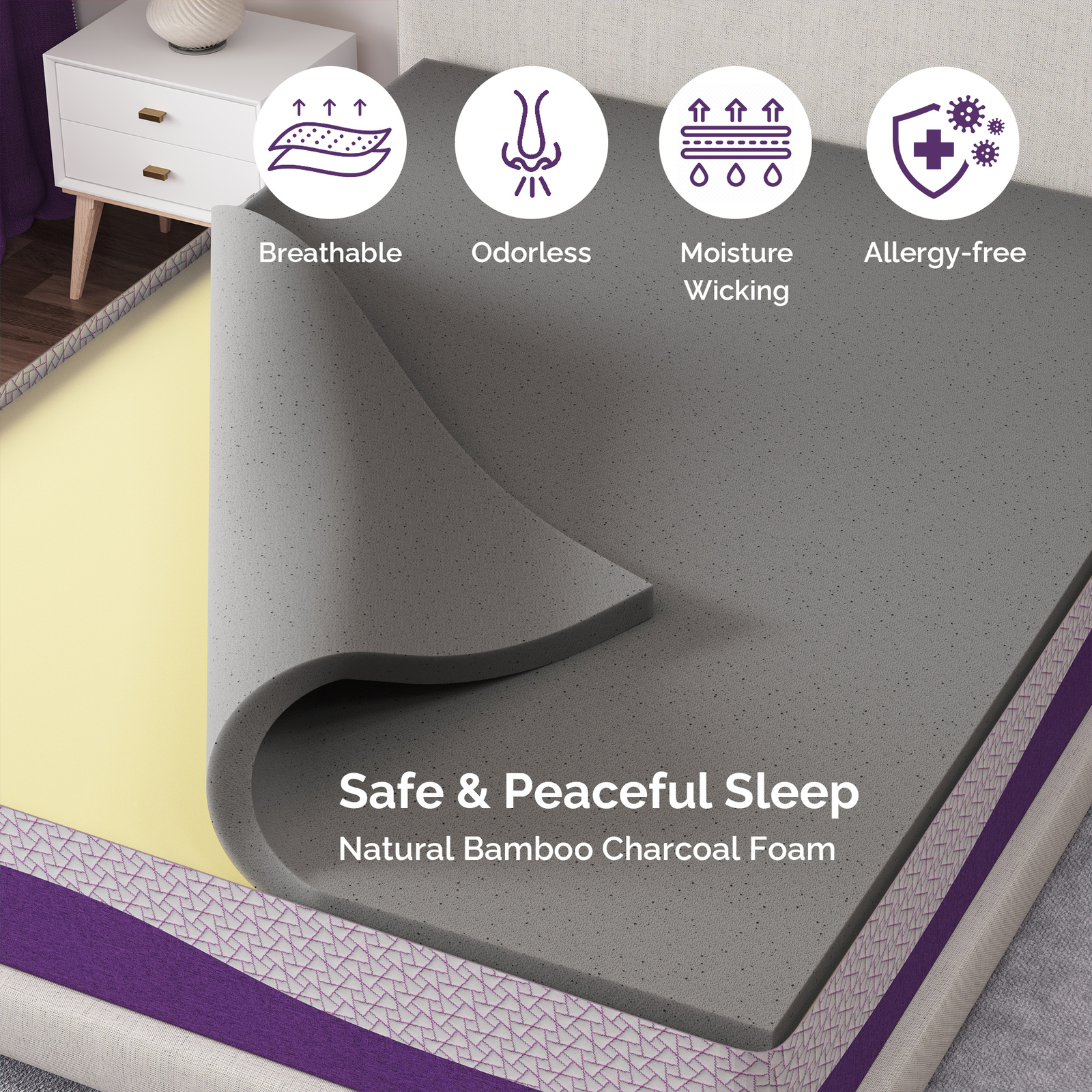 14 inch Queen Size Mattress Bamboo Charcoal Gel Memory Foam Mattress in a Box