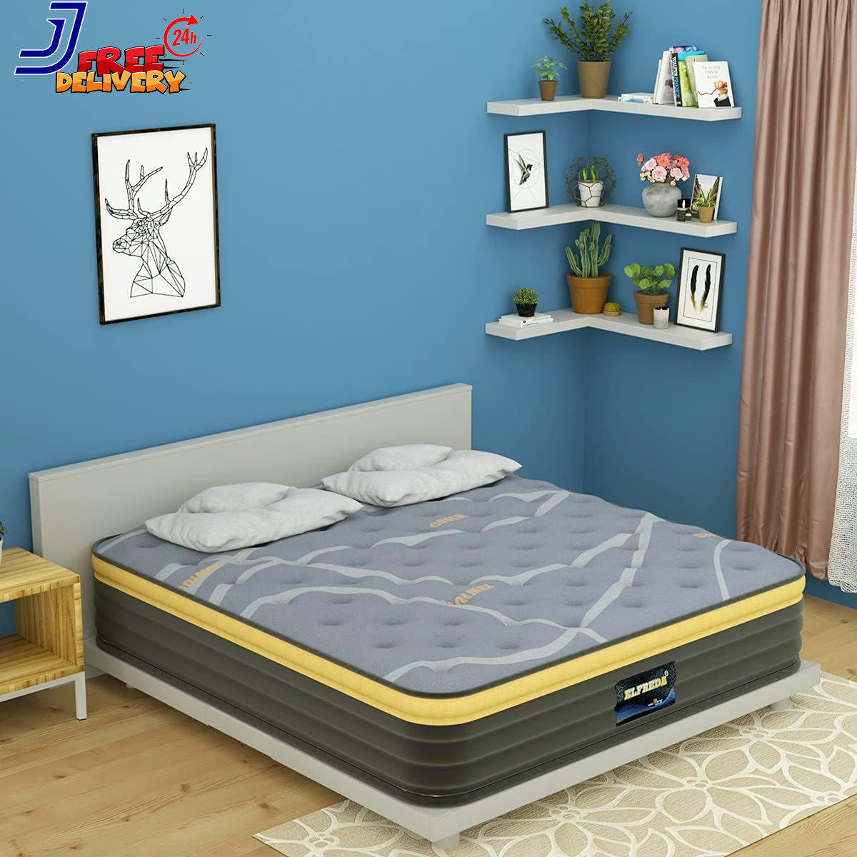 Short Queen Mattress RV Mattress 12 Inch Pillow Top Pocket Spring Hybrid Mattres
