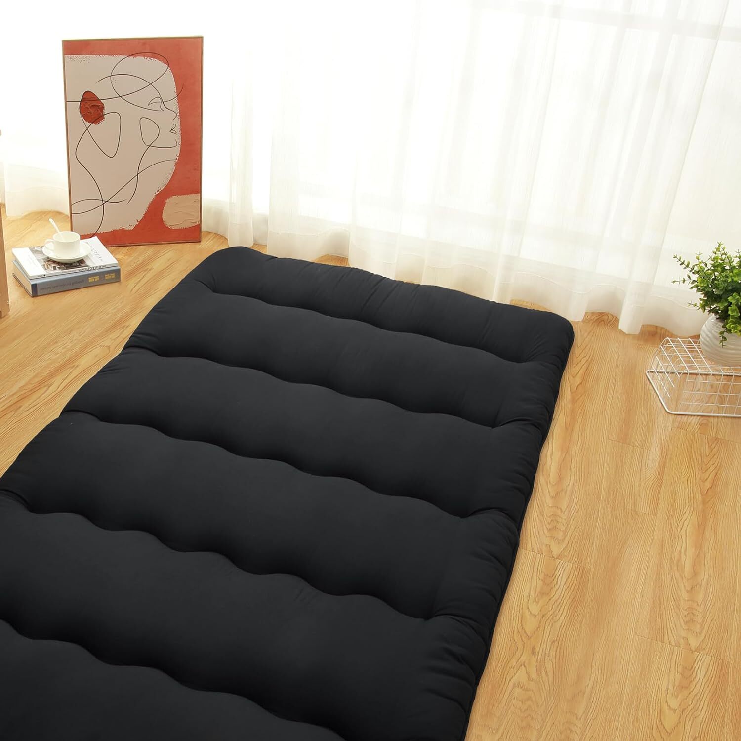 Foldable Japanese Floor Mattress Twin/Full/Queen Roll Up Mattress Sleeping Pad