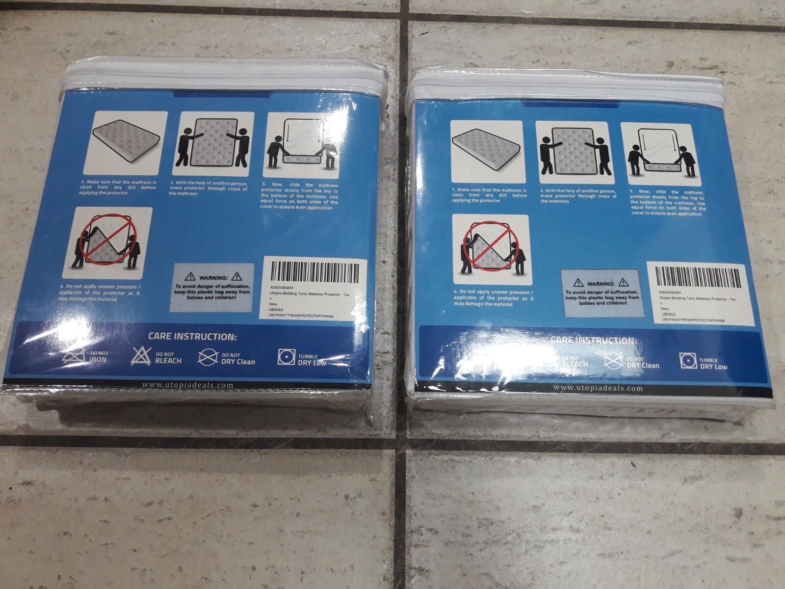 UTOPIA TERRY TOP MATTRESS PROTECTOR TWIN UB0052 (2) PACK