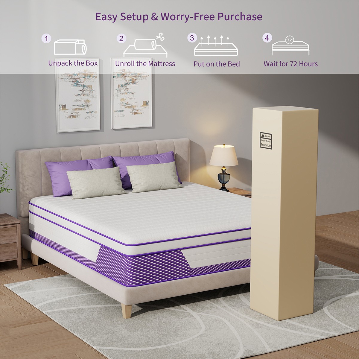 12″ Full Size Gel Memory Foam Hybrid Mattress in a Box Pocket Spring Medium Firm