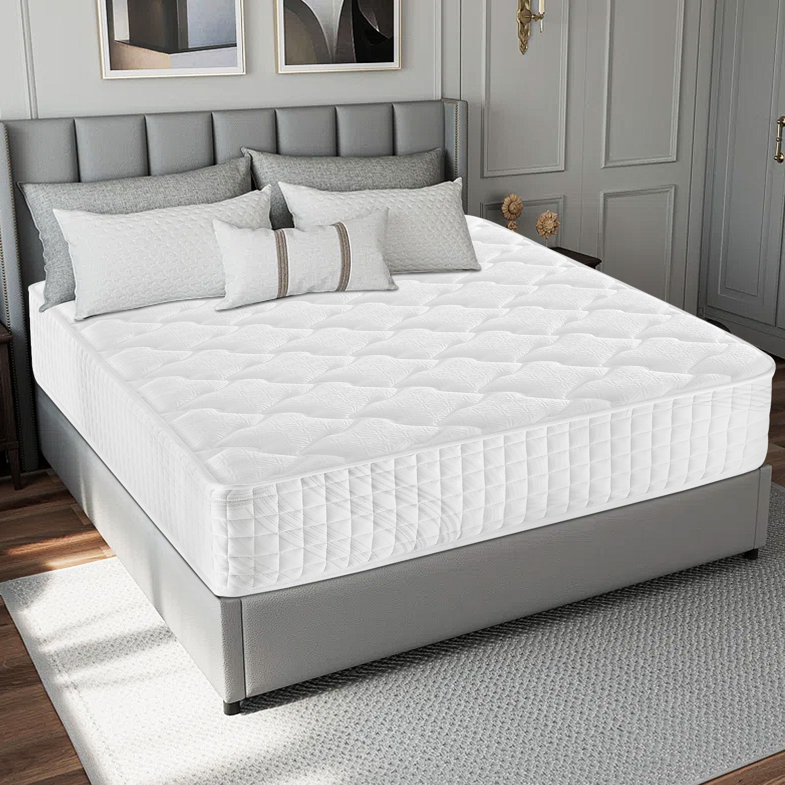 10″ 12″ Gel Memory Foam Mattress Hybrid Spring Twin Full Queen King Bed In A Box