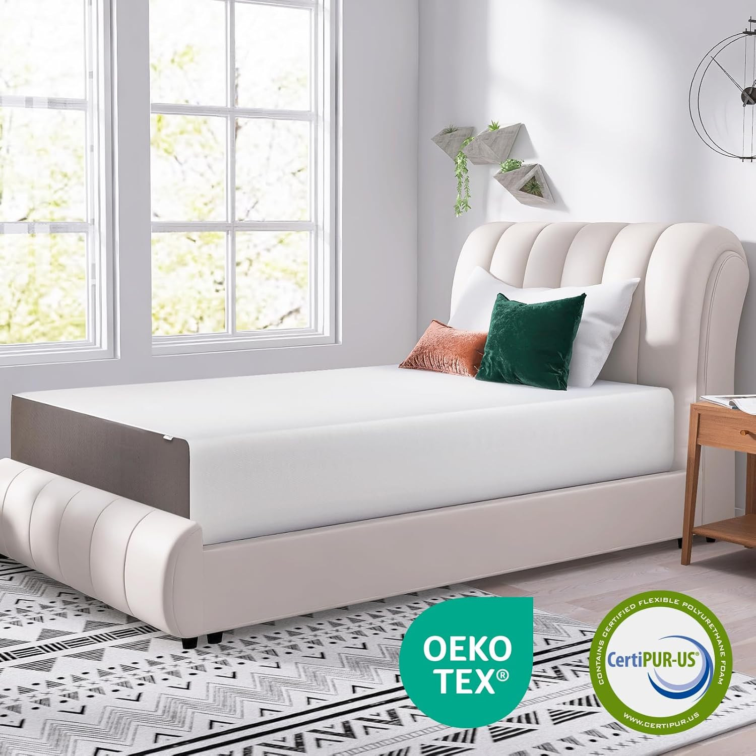 Medium Firm Memory Foam Mattress, Breathable, 12 Inch, Twin, White/Grey