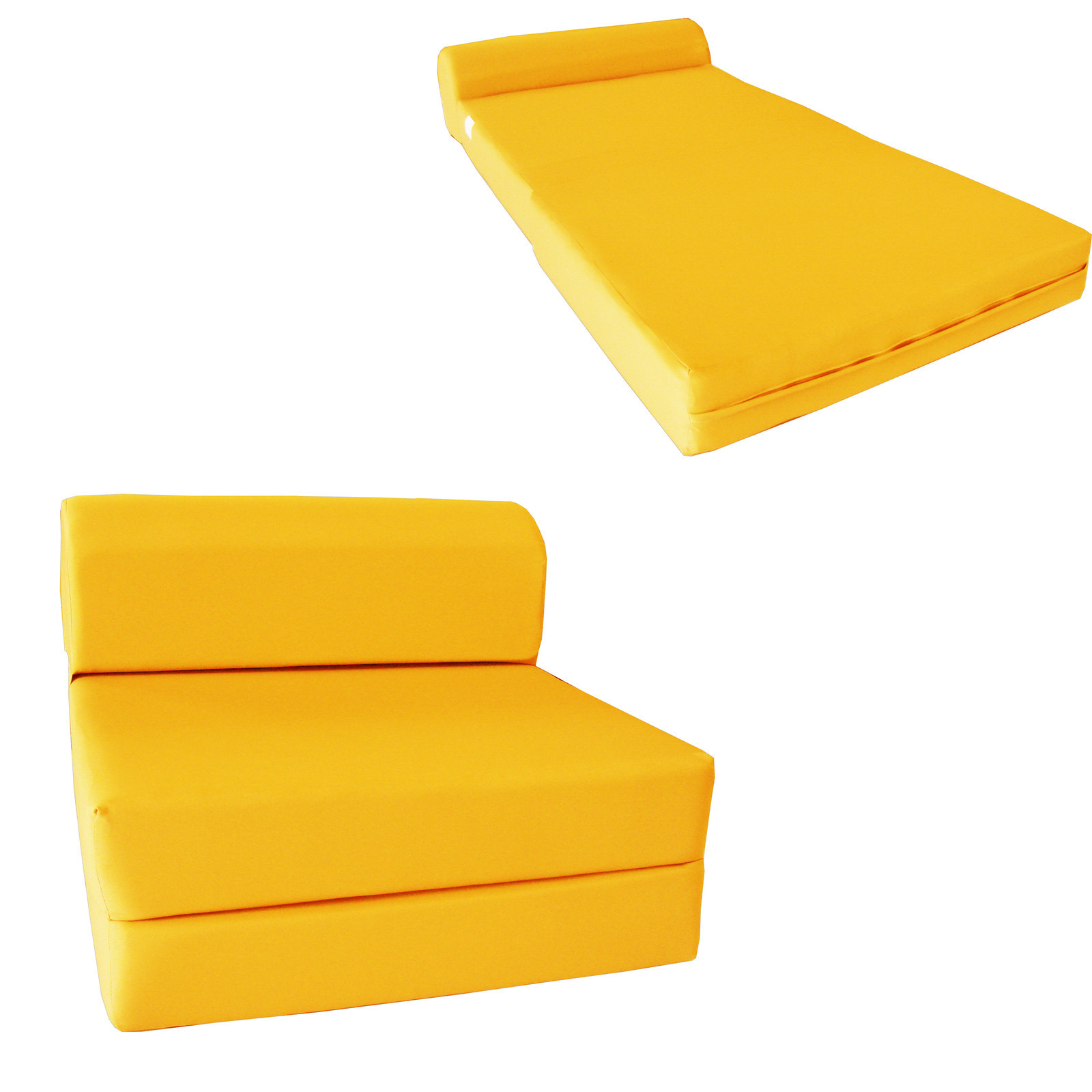 Yellow 6 x 36 x 70 Twin Sleeper Chair Folding Foam Bed, Foam Density 1.8 lbs