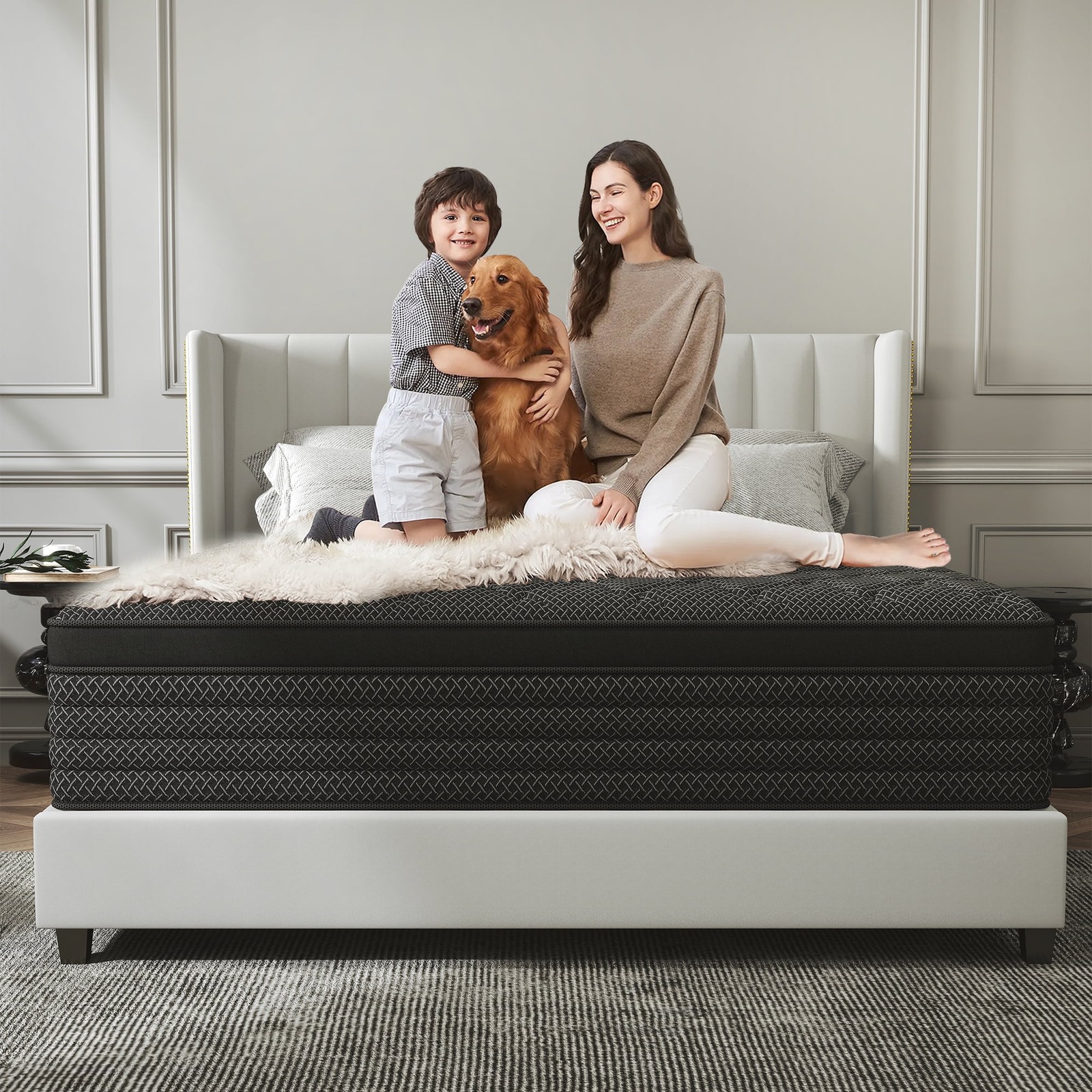 Kviwasha 12 Inch Queen Hybrid Mattress, Pocket Innerspring, Cooling Gel Memory