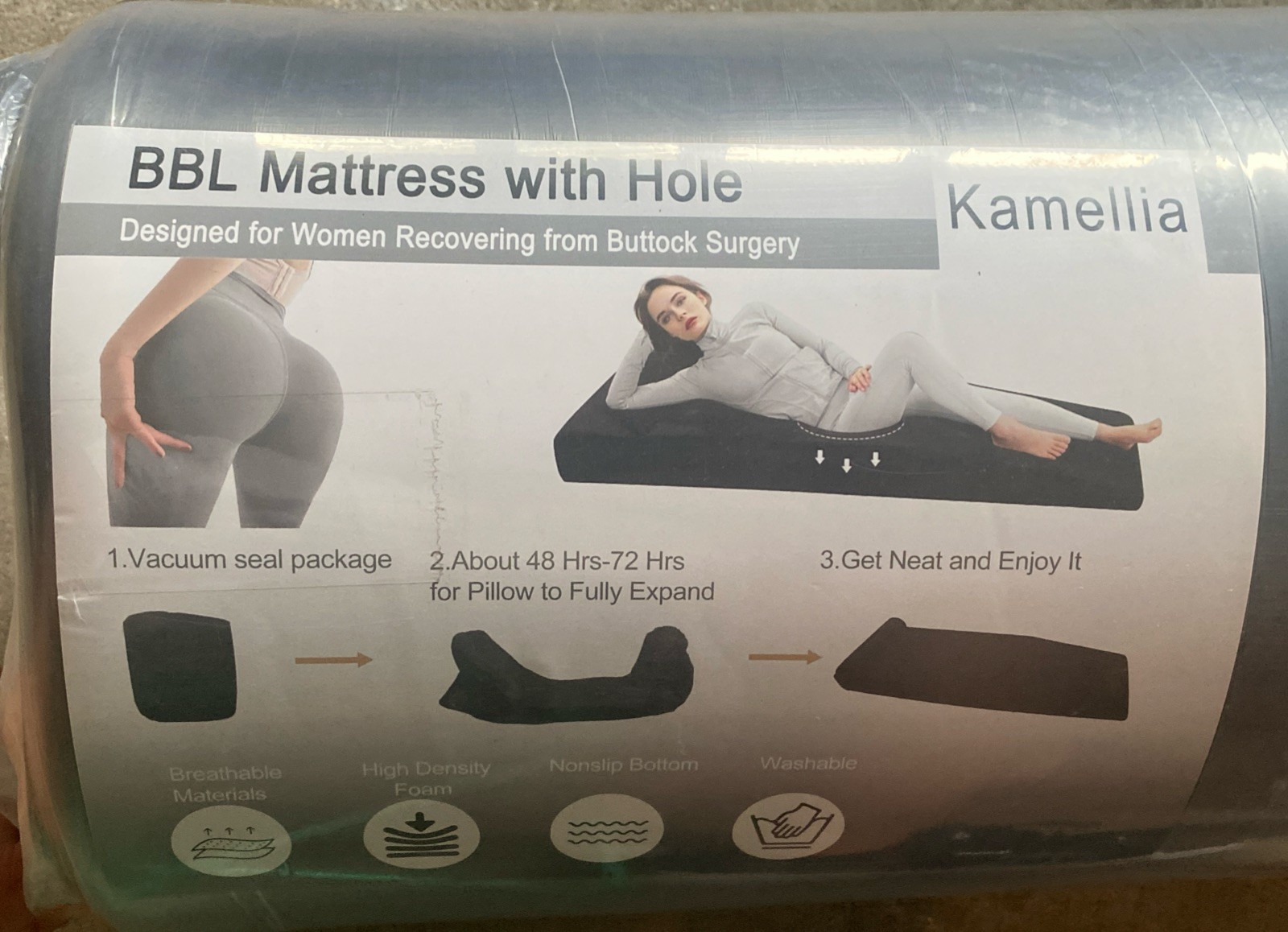 BBL Mattress w/ Hole – Kamellia, Post Surgery Sleeping, High Density Foam NIB