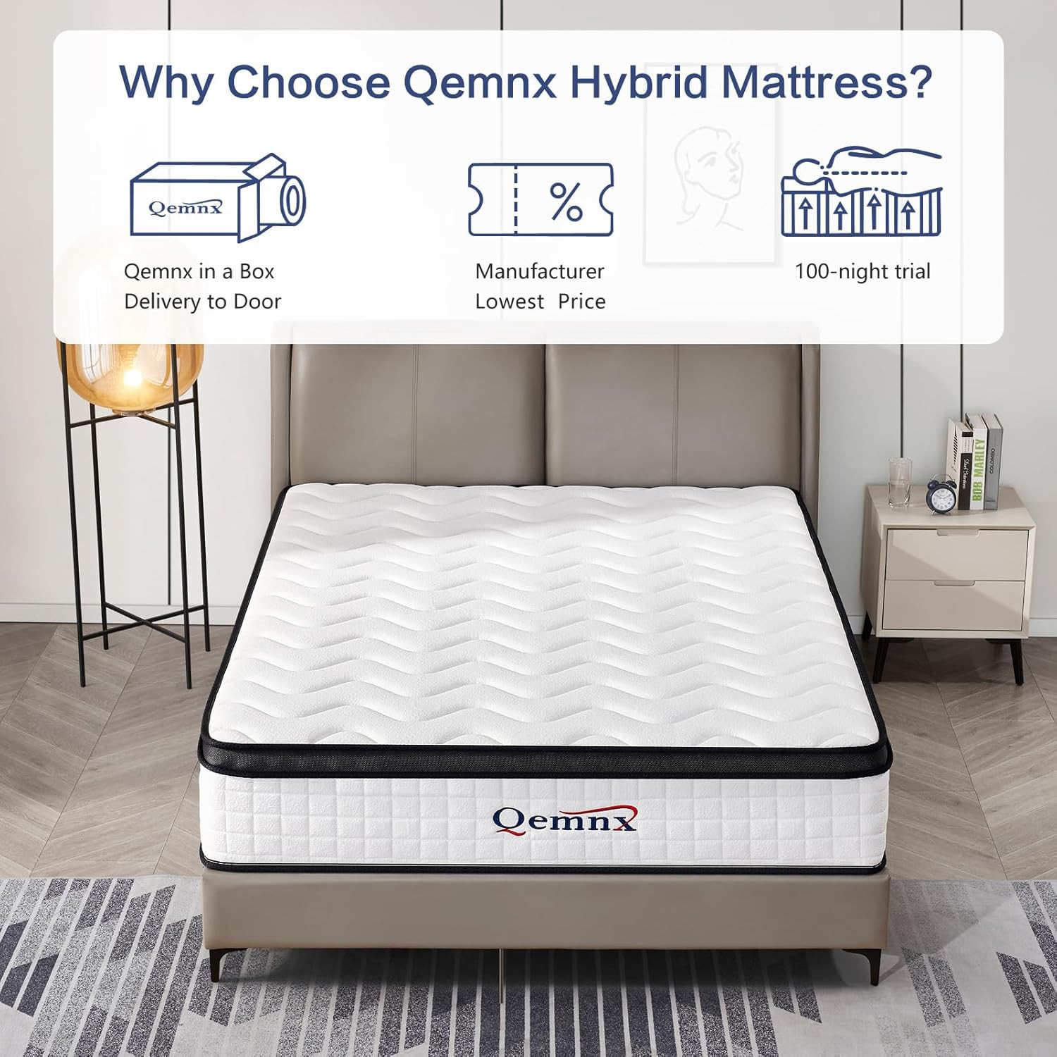12 Inch Queen Hybrid Mattress – Medium Firm, Memory Foam & Responsive Pocket Spr