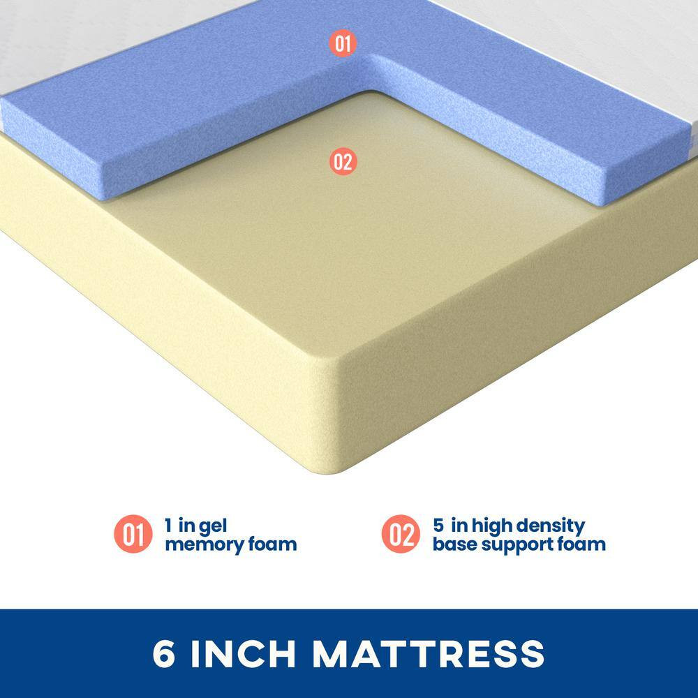 Full Gel Memory Foam Mattress Medium Firm 6 In. Bed-In-A-Box Mattress