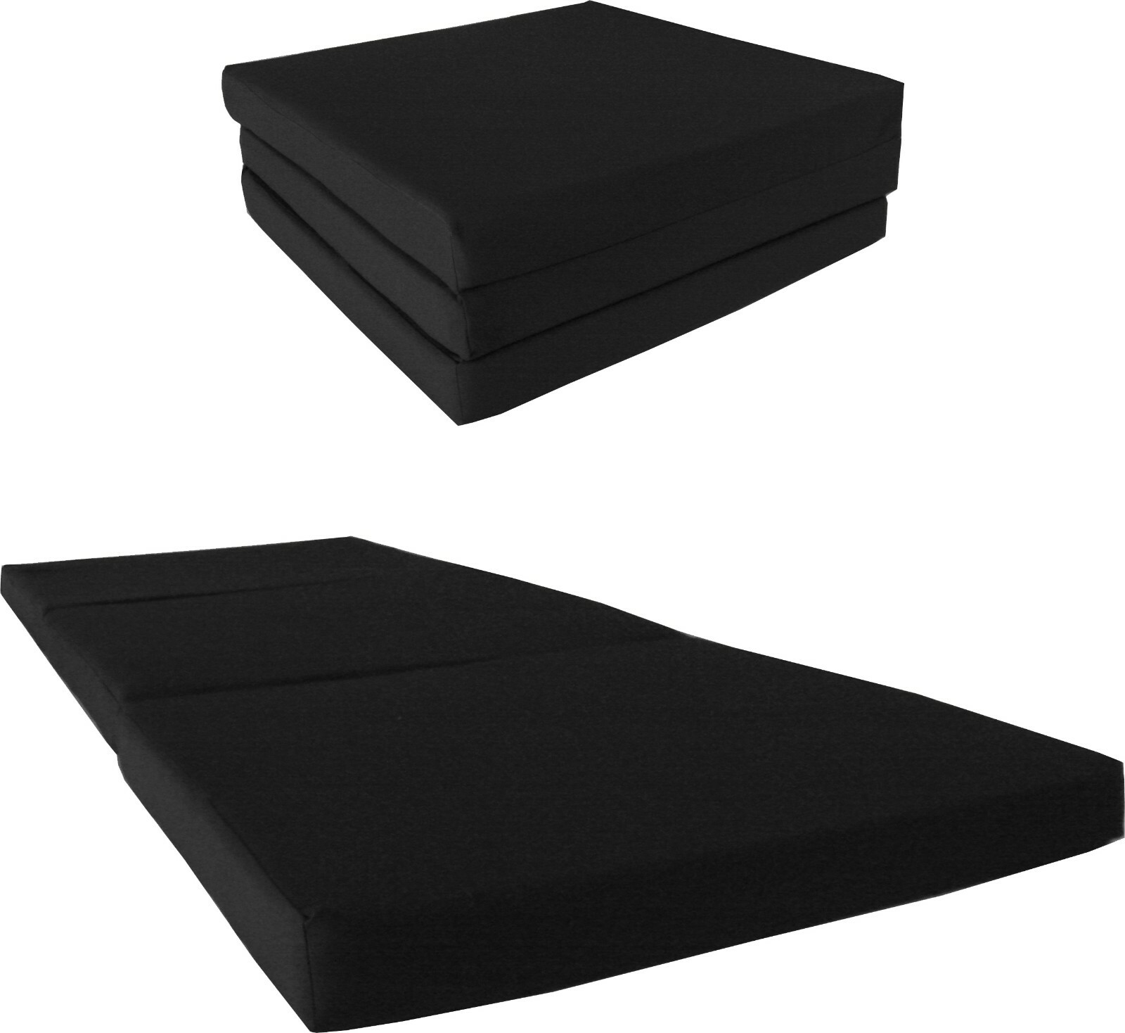 Shikibuton Trifold Foam Beds 1.8 lbs Density, Portable Mats 3x27x75, Black