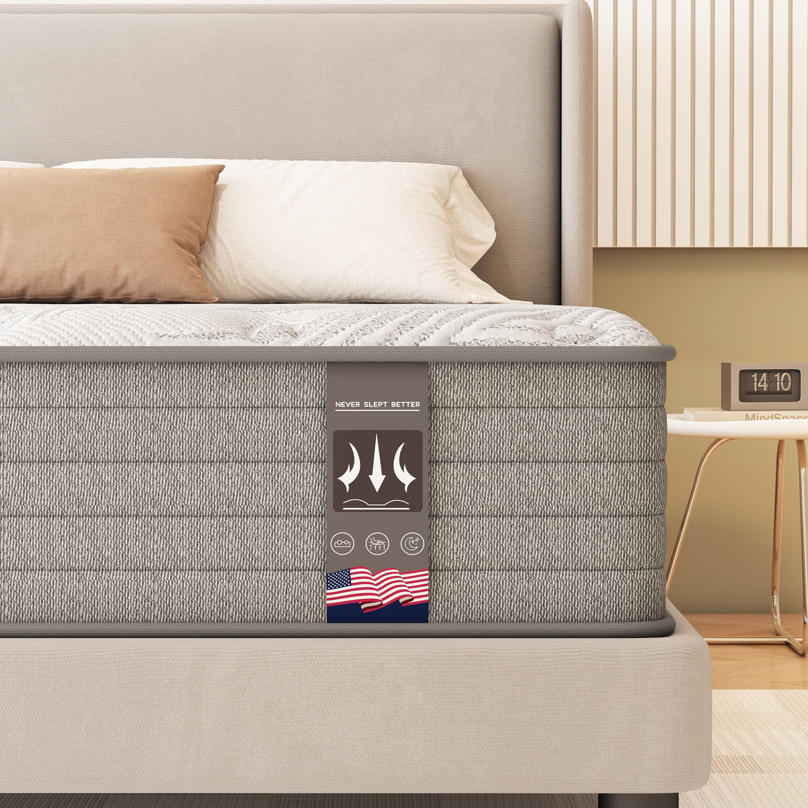 12″ Colchones QUEEN Size De Espuma 12 Pulgadas Memory Foam Mattress Hybrid Bed