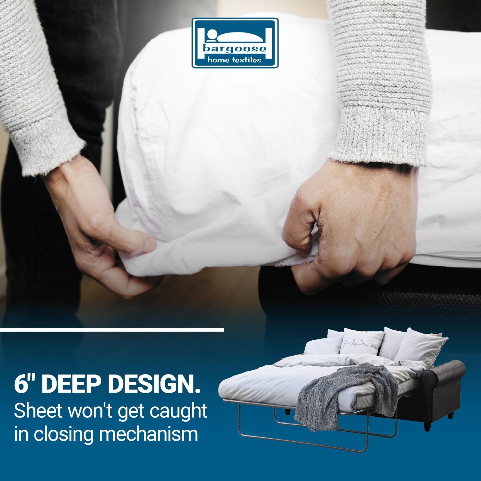 Sleeper Sofa Sheet, Trifold Mattress Size Sofa Bed Sheet 38″ x 72″ x White Twin