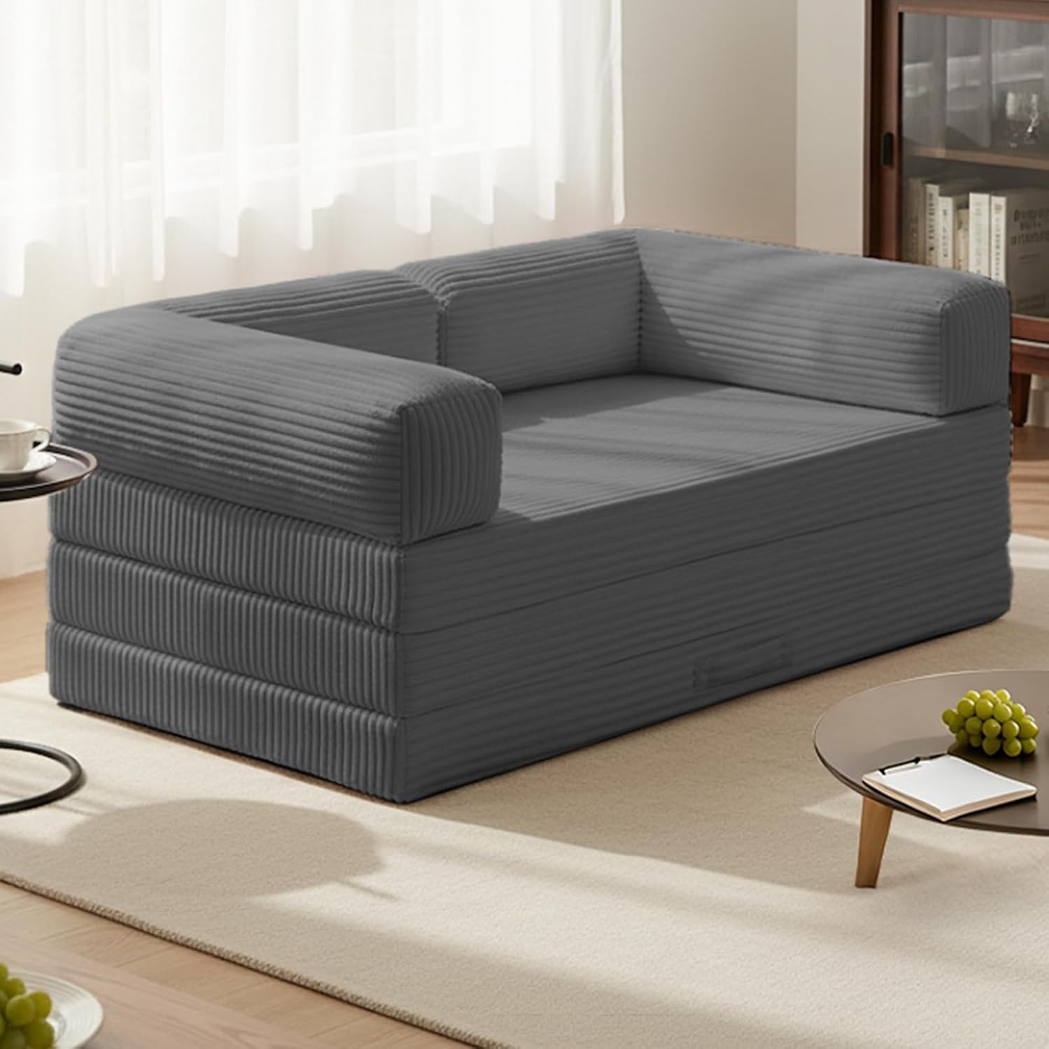 Tri-Fold Foldable Mattress Convertible Folding Sofa Bed W/ Removable Arms &