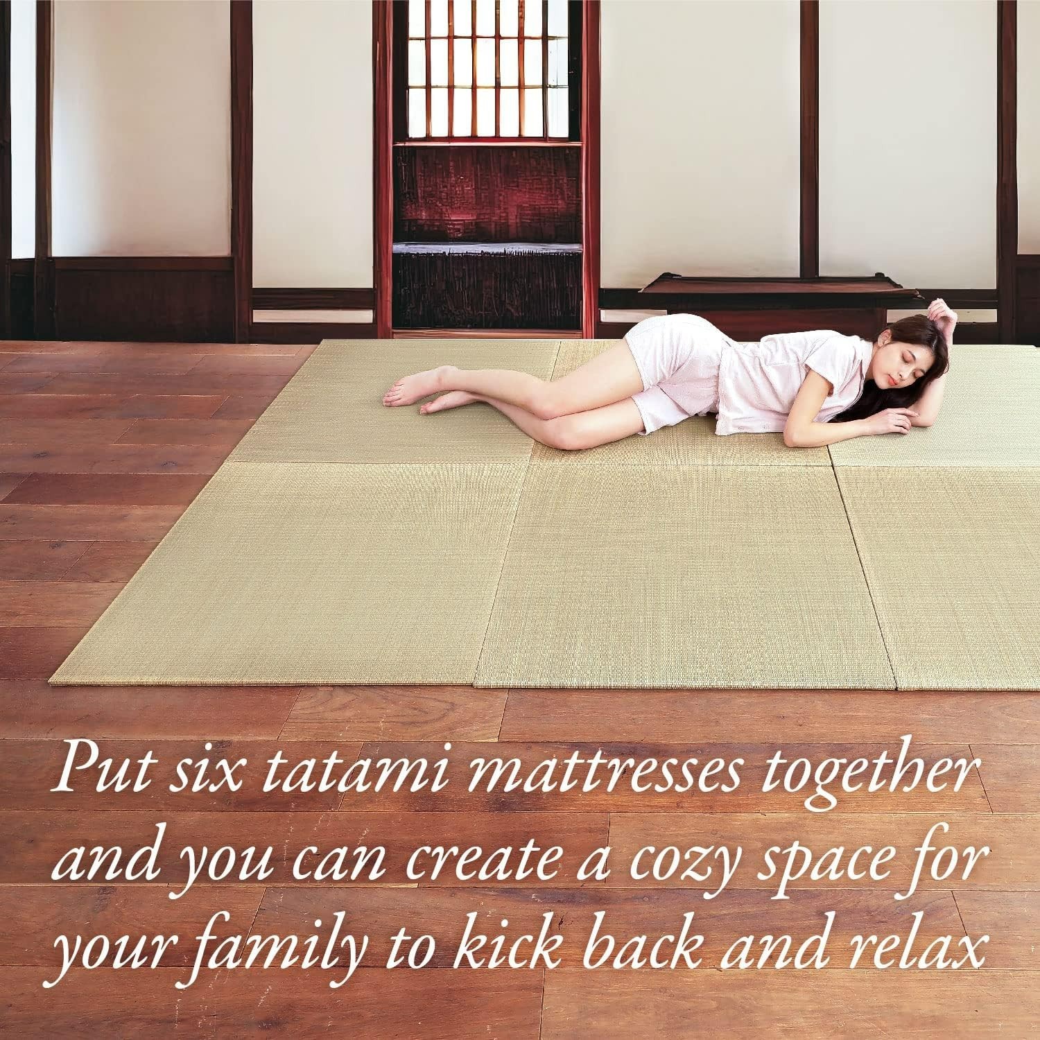 MIINA Tatami Mat Set – Finely Woven Igusa Grass, Japanese futon Mattress#2587QY1