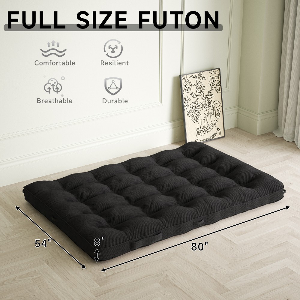 8in Floor Mattress Futon Mattress Sleeping Pad Foldable Roll Up Mat for Sofa Bed