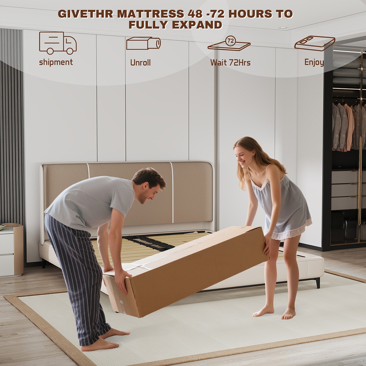 10/12/14 Inch Mattress Hybrid Memory Foam Bed in A Box,Twin Full Queen King Size
