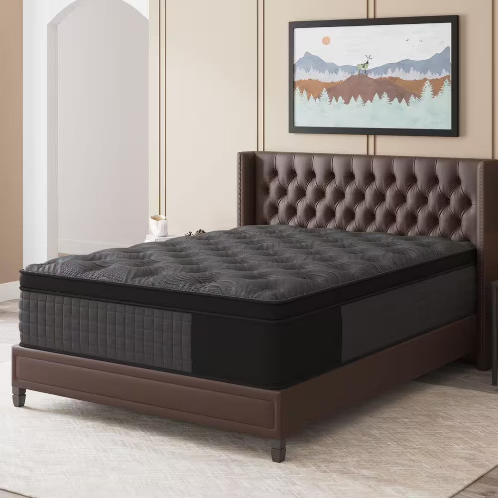 King Medium Firm Gel Memory Foam 14 In. Hybrid Mattress Euro Top Individually Wr