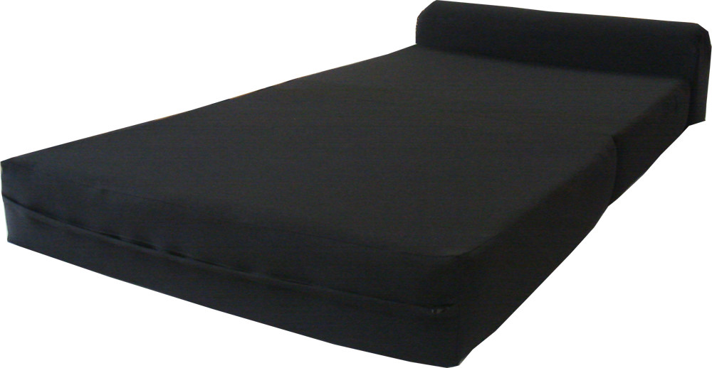 Black 6 x 36 x 70 Twin Sleeper Chair Folding Foam Bed, Foam Density 1.8 lbs