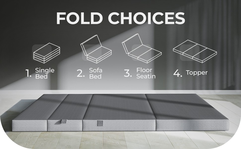 4 Inch Twin Folding Mattr for Floor and Traveling with Removable