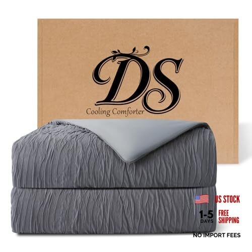 Dark Grey Cooling Comforter for Hot Sleepers – 90″x90″ – Full/Queen Full/Queen