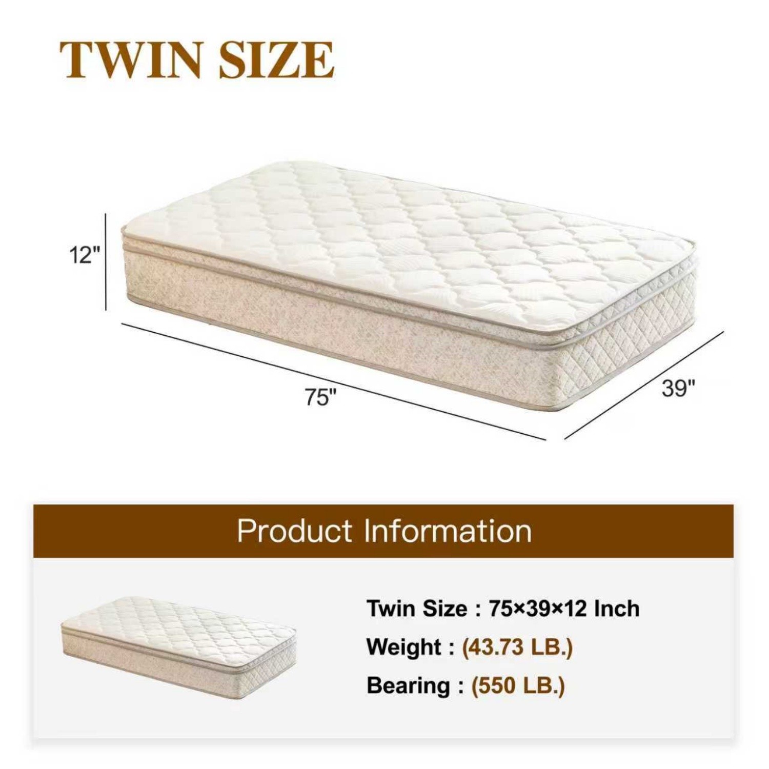 12” Twin/Full/Queen/King Size Mattress with Hybrid Pocket Spring & Memory Foam