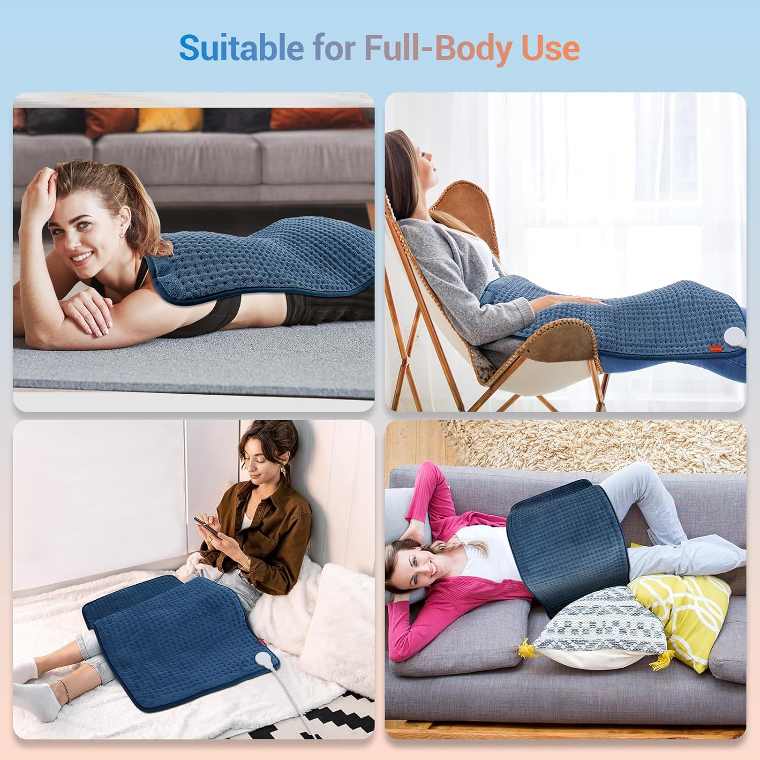 17”X33” XXXL King Size Heating Pad for Back Pain Relief Cramps With