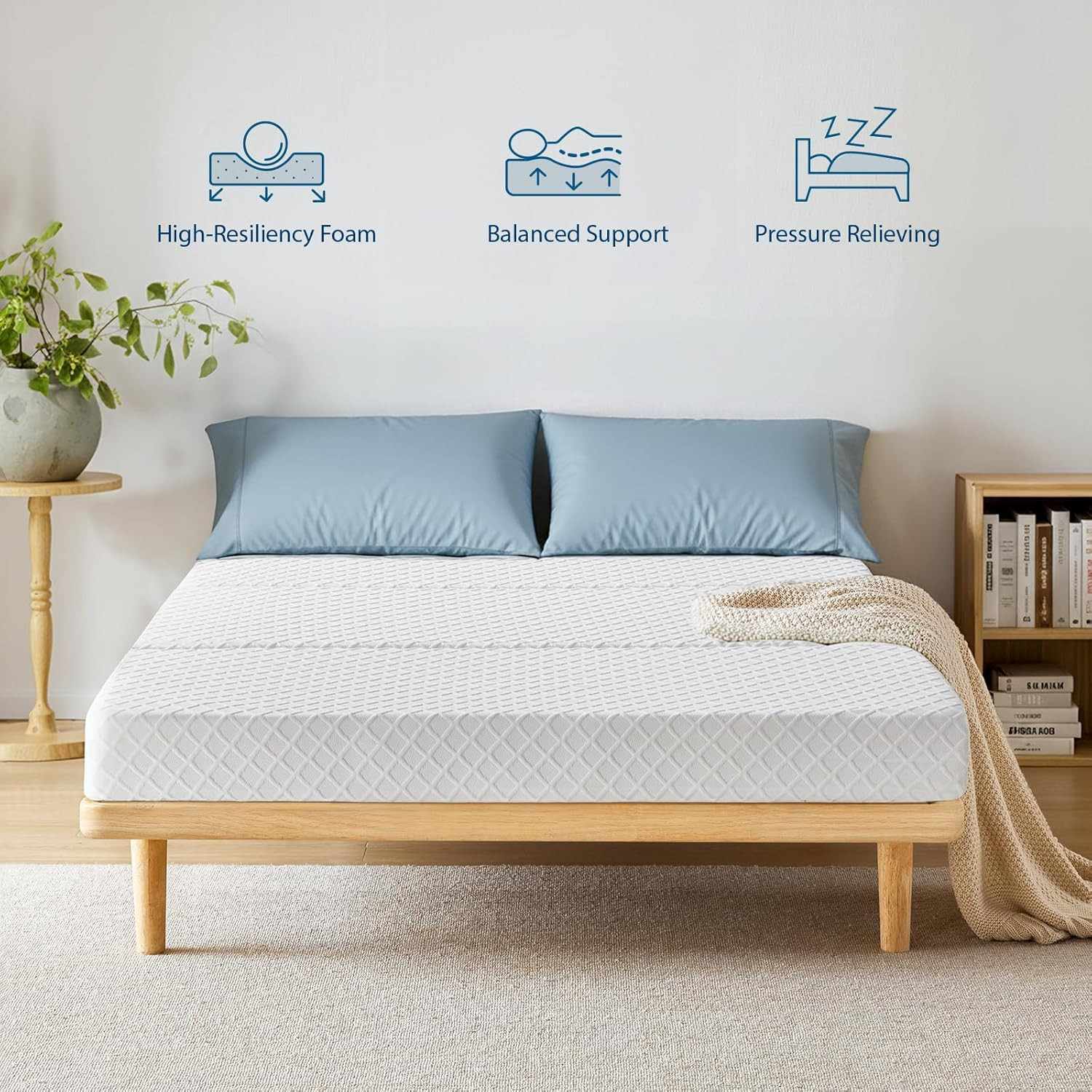 Queen 6″ Trifold Gel Memory Foam Mattress – Perfect for Camping & Guests