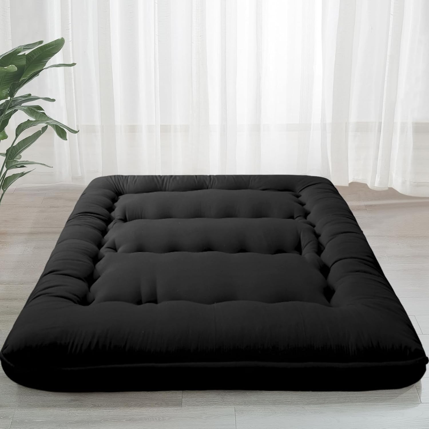 6in Thick Twin Tatami Floor Mattress Foldable Black