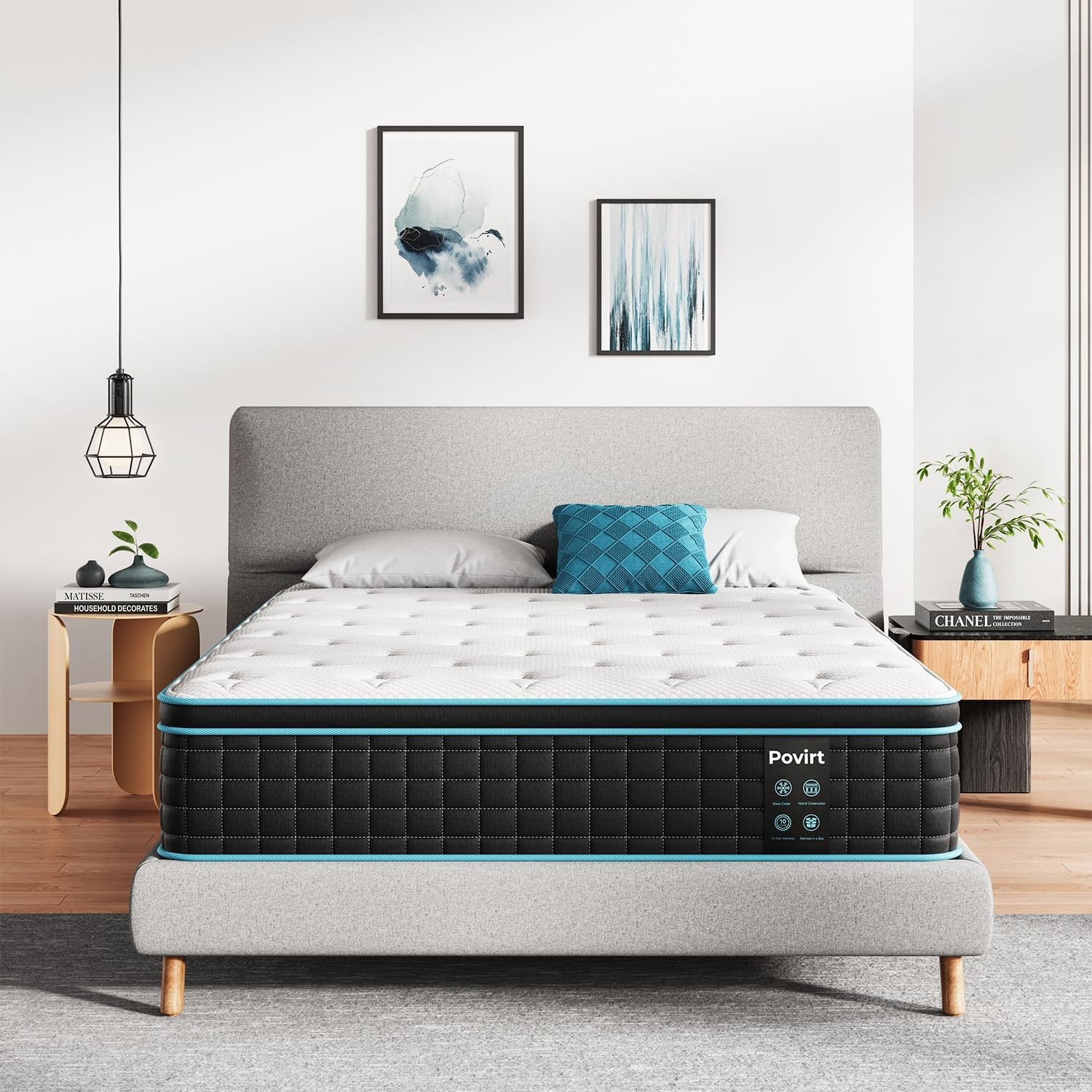 QUEEN Hybrid Memory Foam Bed Mattress Box Cooling NO BACK PAIN Relief Stress 12″