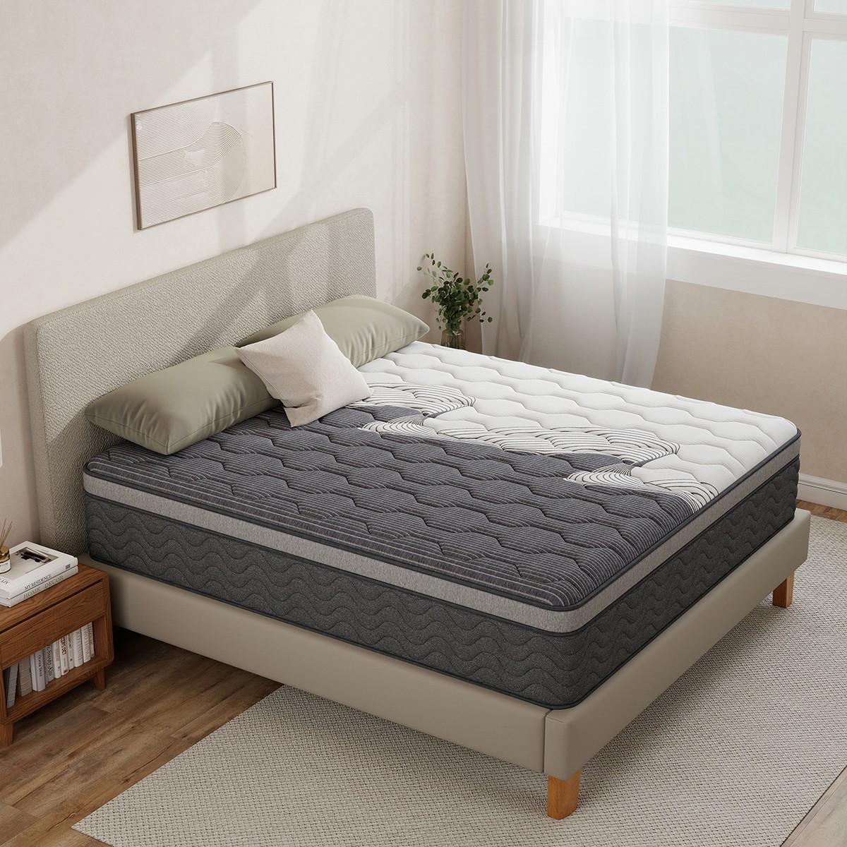 12 Inch Full Queen King Mattress In a Box Dual Zone Firm Soft Memory Foam Hybrid