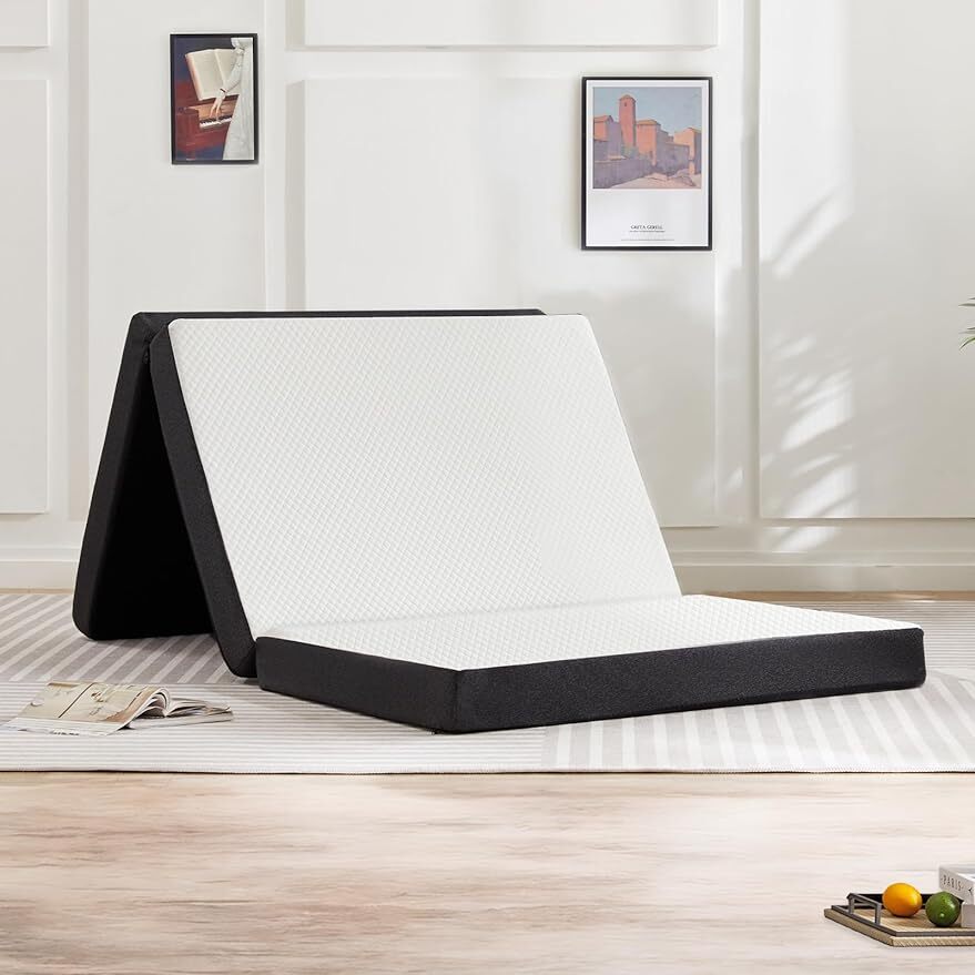 3″ Tri-Fold Memory Foam Mattress Foldable Mattress Topper with Washable Cover