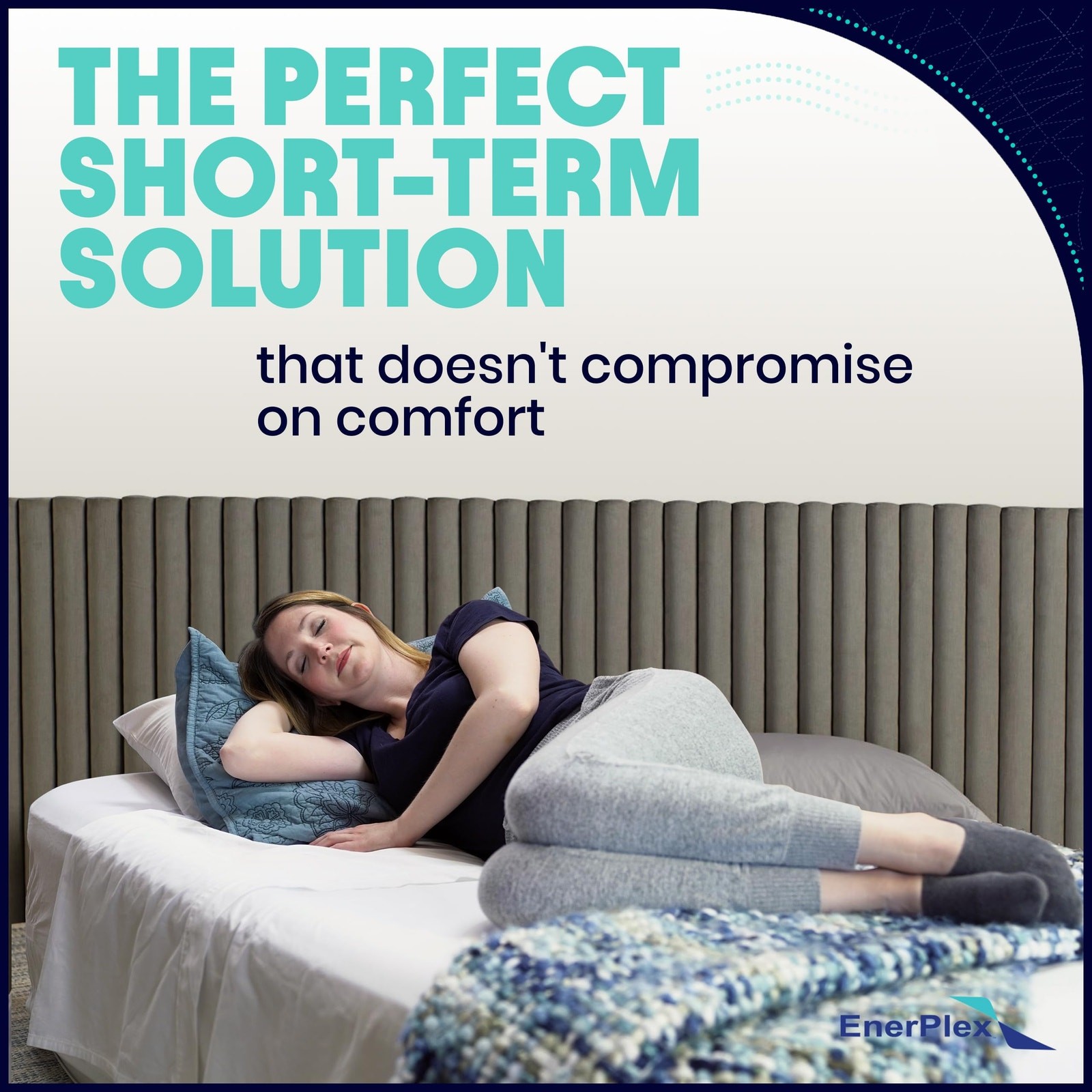 NWT EnerPlex Queen Air Mattress w/ Built-in Pump & Neck Support, 15″, Blue/White