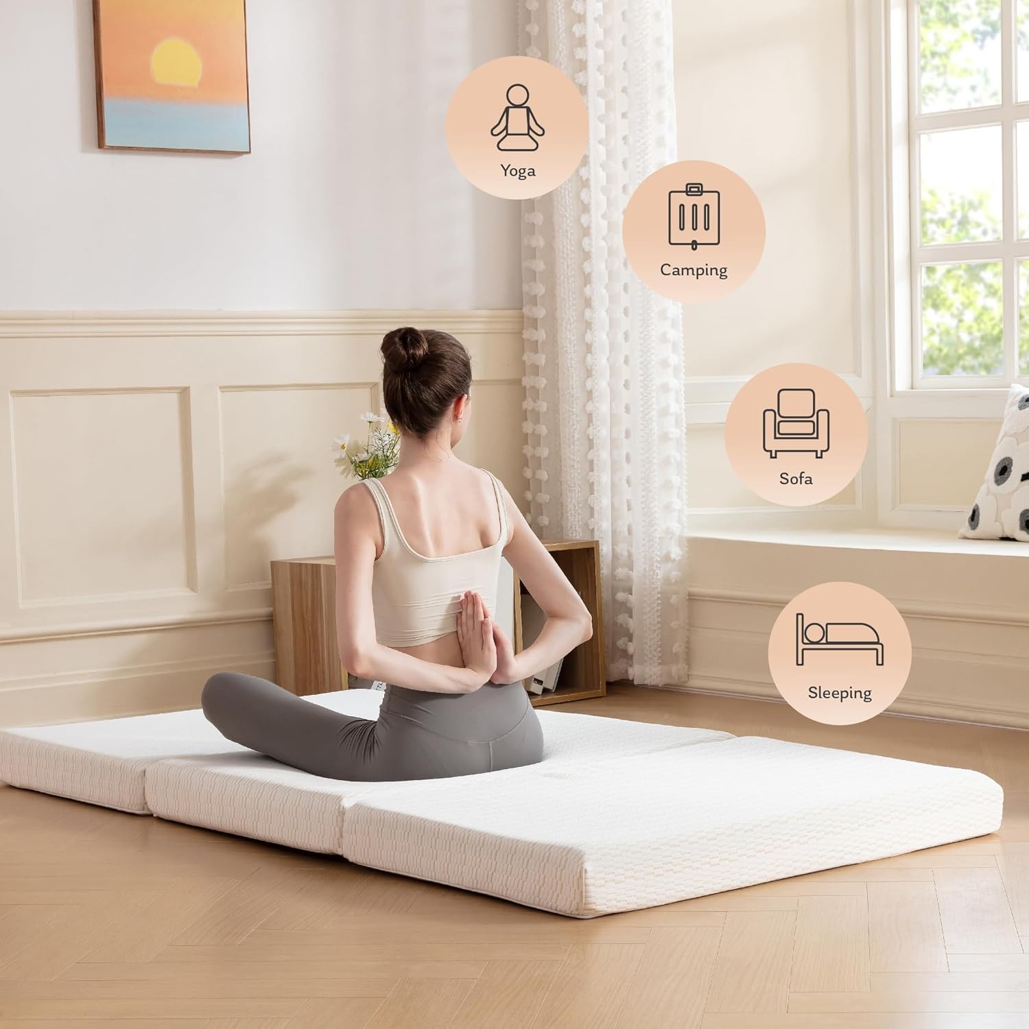Folding Mattress, 3 inch Twin XL Tri-fold Memory Foam Mattress Foldable Mattress