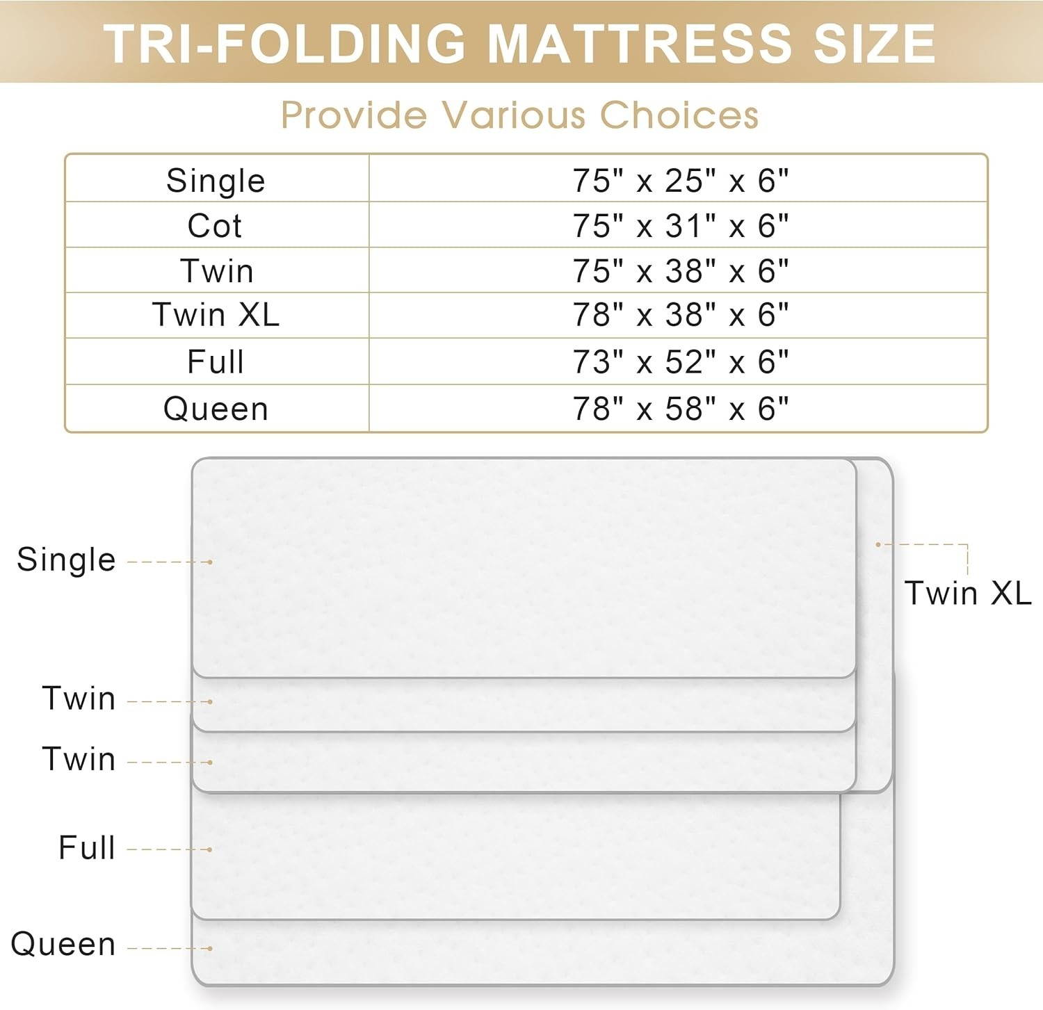 Folding Mattress, 6 Inch Memory Foam Tri-fold Mattress with Breathable & Wash…