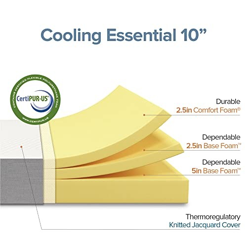 ZINUS 10 INCH TWIN COOLING ESSENTIAL FOAM MATTRESS AFFORDABLE QUALITY – WHITE