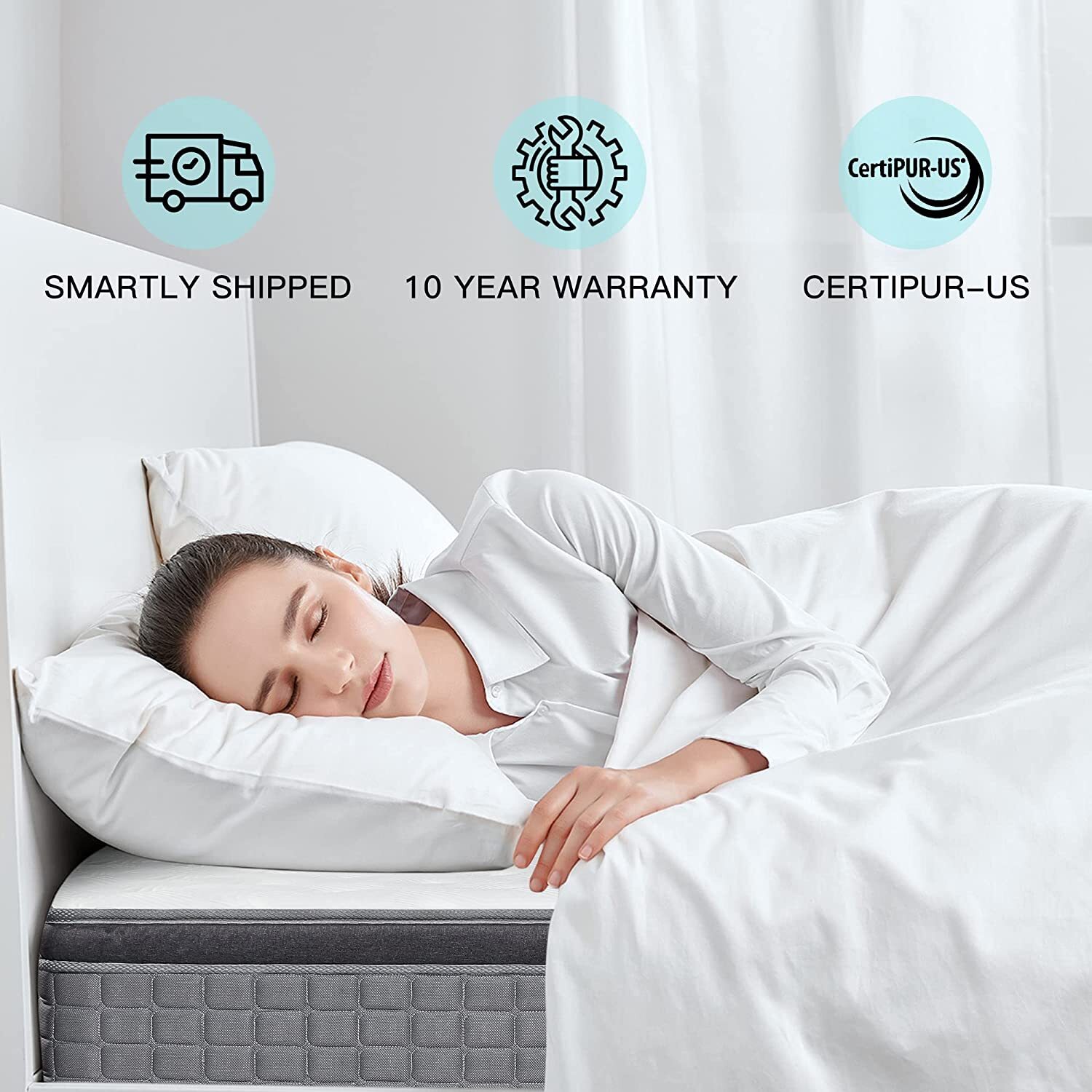 MICOOLS 12 Inch Mattress Twin Full Queen King Bed Size Luxury Mattresses 7 Zone