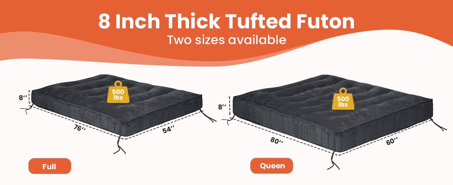 8″ Futon Mattr Queen Size, Futons Sofa Bed Sleeper Couch Bed, Folding