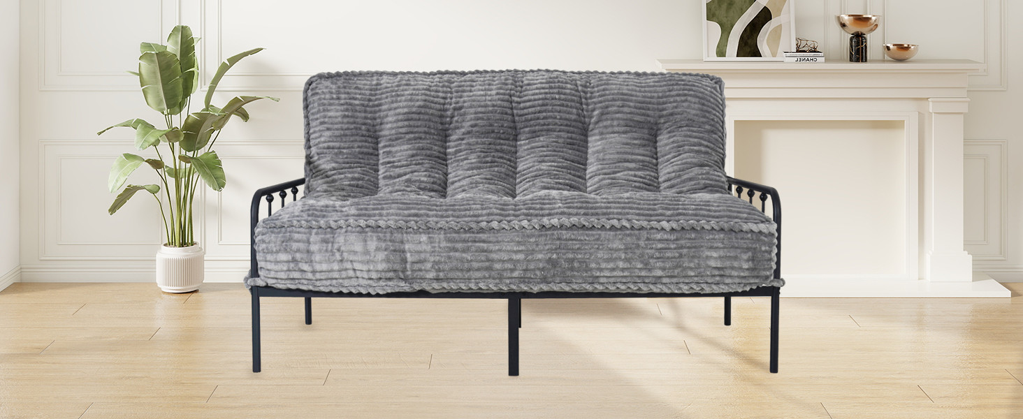 8″ Futon Mattr Queen Size, Futon Sofa Couch Bed with Straps, Thi